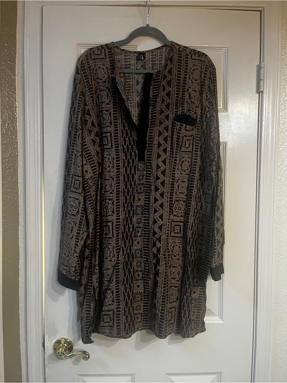 Black & Taupe Patterned Tunic